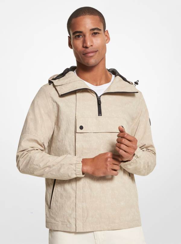 Panske Mikiny S Kapucňou Michael Kors Crinkled Woven Cargo Biele - Oblecenie Michael Kors Akcia | DQVWE-9023